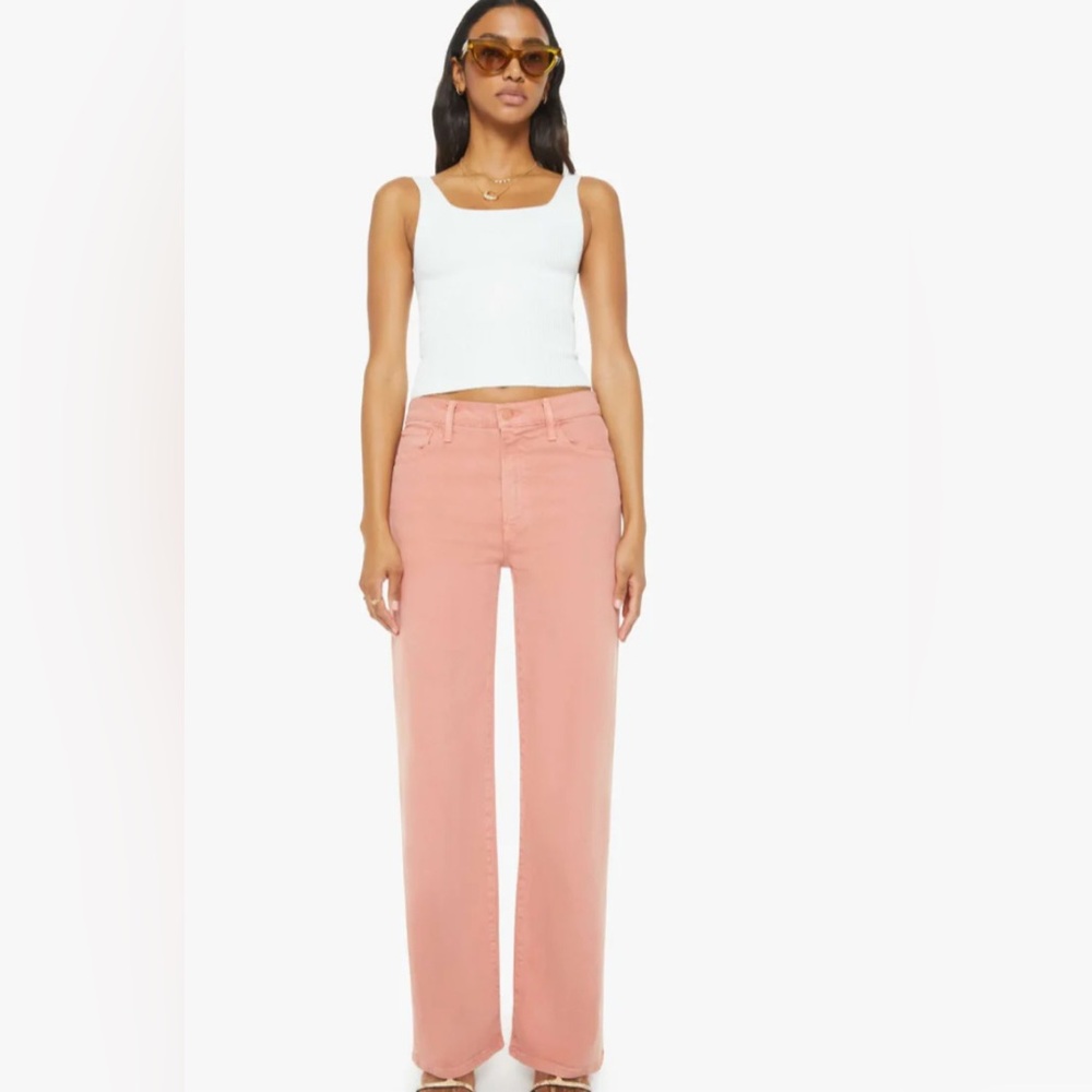 MOTHER The Dodger Sneak Wide-Leg Jeans in Coral